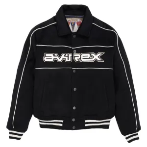Avirex Black Wool Rider Leather Jacket