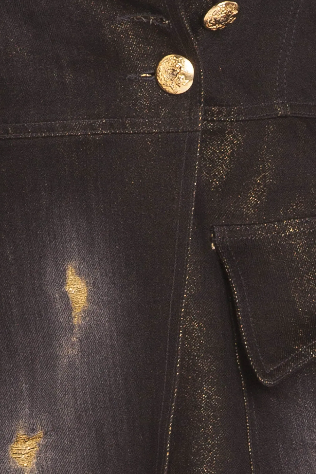 Balmain - Black Jean Jacket Gold Buttons - FR 40