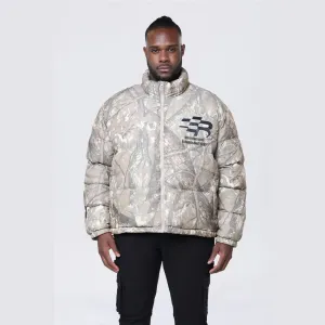 Big and Tall - Printed Puffer Jacket - Khaki Hunting Camo
