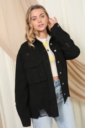 Black Oversized Colored Denim Jacket