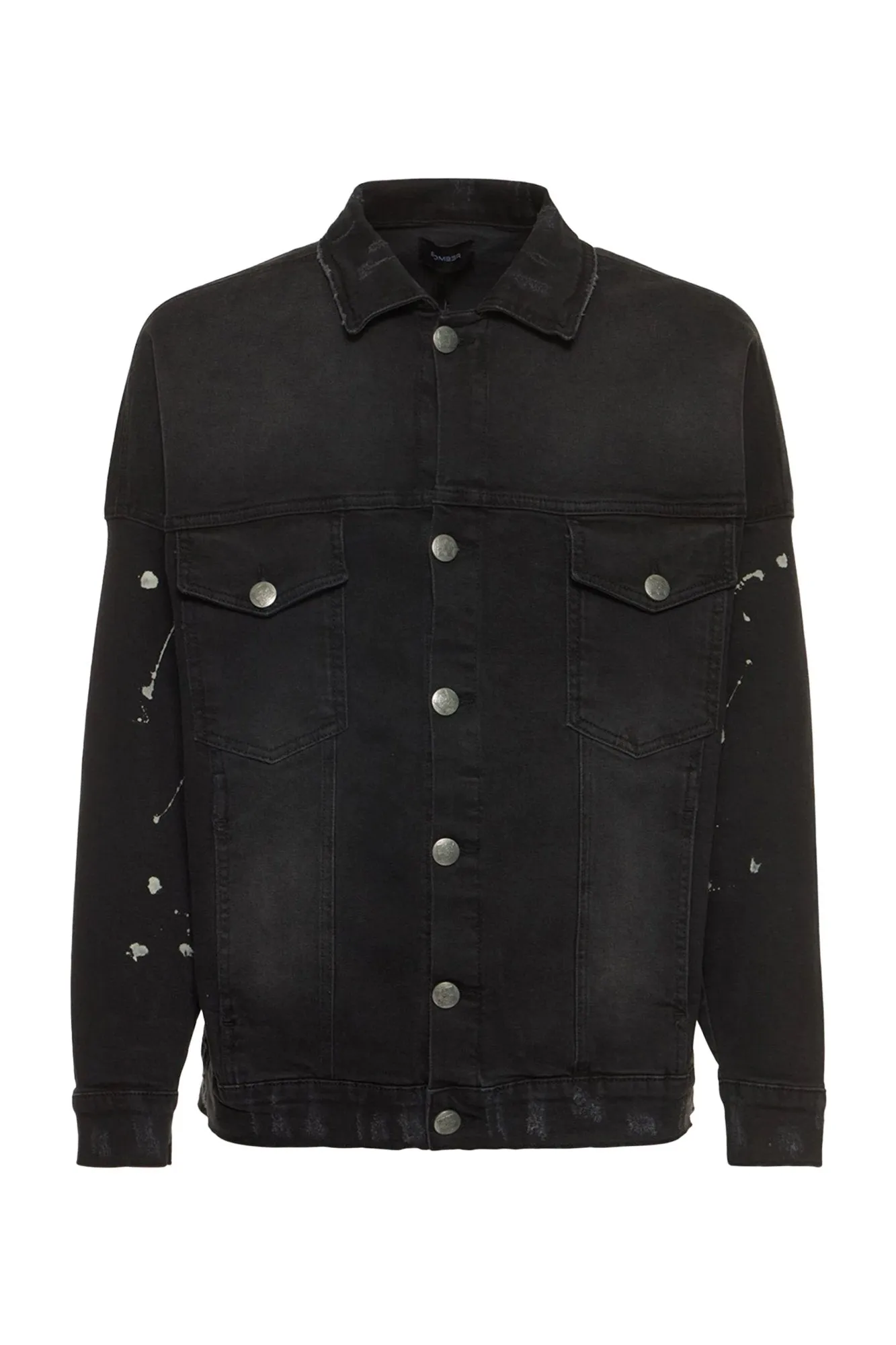 BOMBER PAINT DENIM JACKET - VINTAGE BLACK