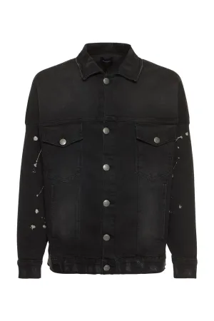 BOMBER PAINT DENIM JACKET - VINTAGE BLACK