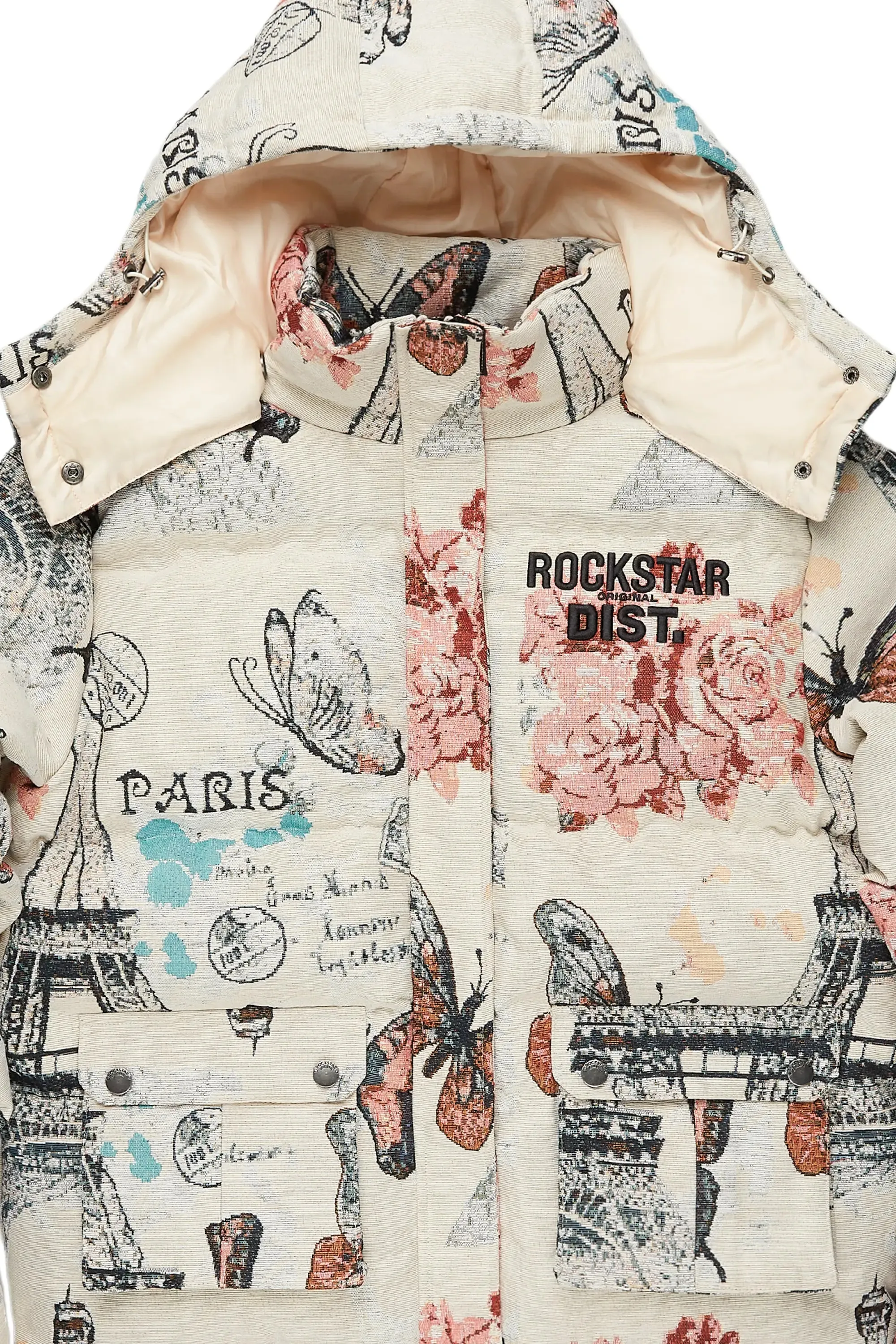 Boys Lamont Beige Tapestry Puffer Jacket