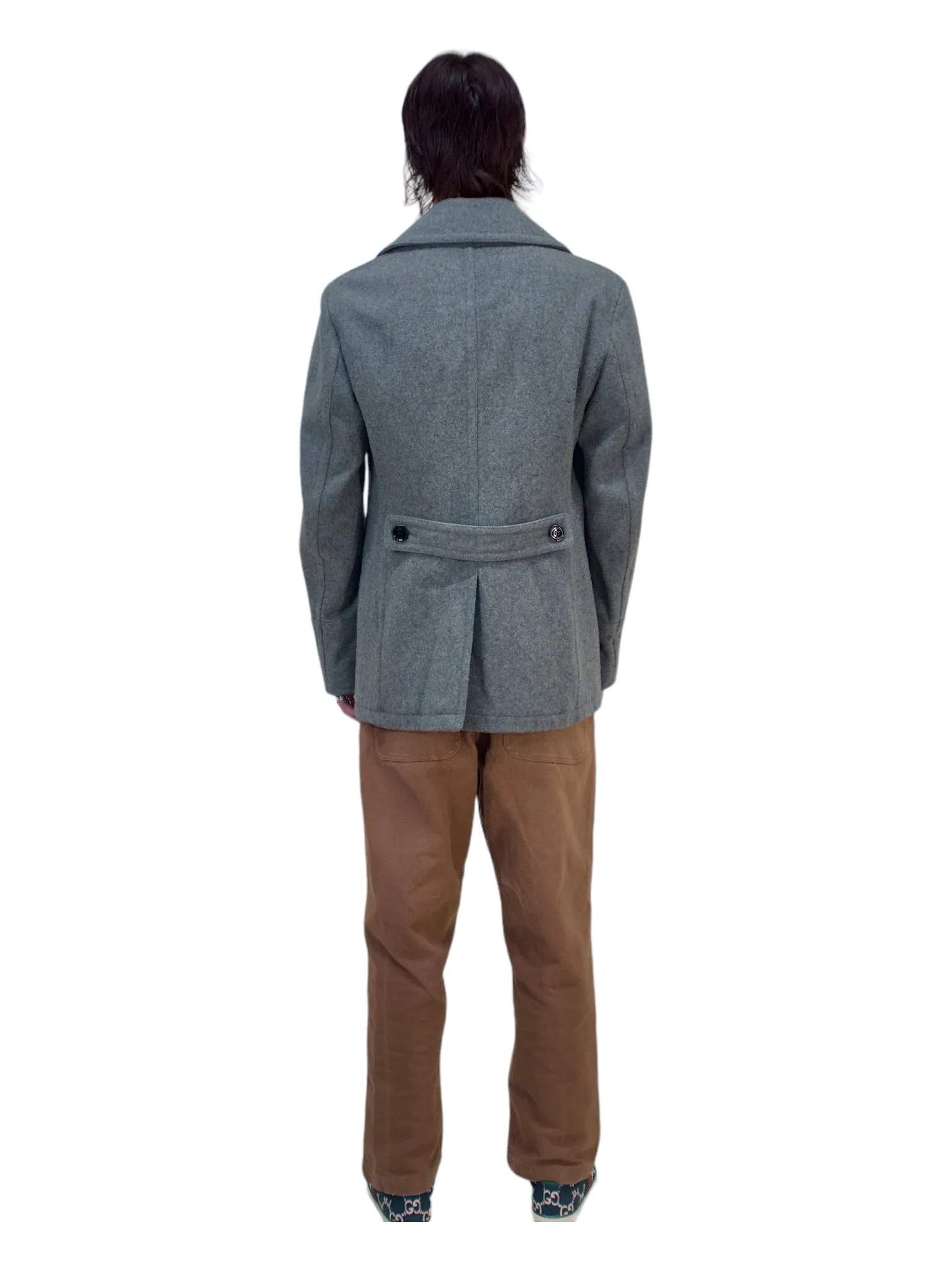 Burberry Brit Heather Grey Wool Blend Peacoat Jacket