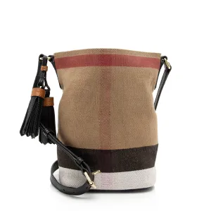 Burberry Canvas Check Ashby Mini Hobo (SHF-23360)
