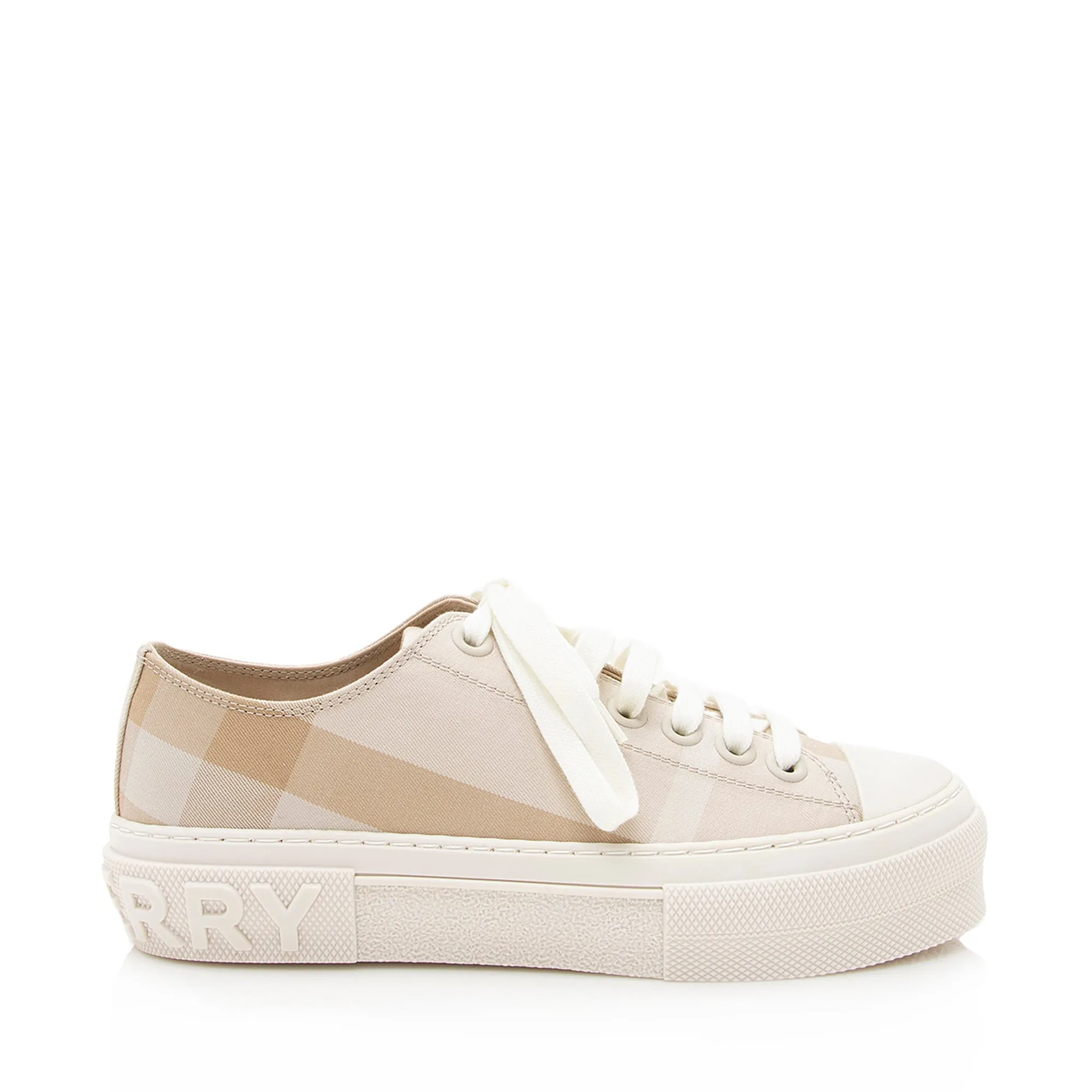 Burberry Cotton Soft Fawn Check Sneakers - Size 6.5 / 36.5 (SHF-22326)