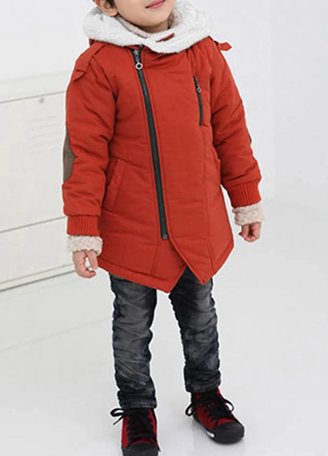 EISHOW Kids Boys Warm Thick Jackets Hooded Cotton Fleece Parka Coat Children Winter Zipper Outerwear