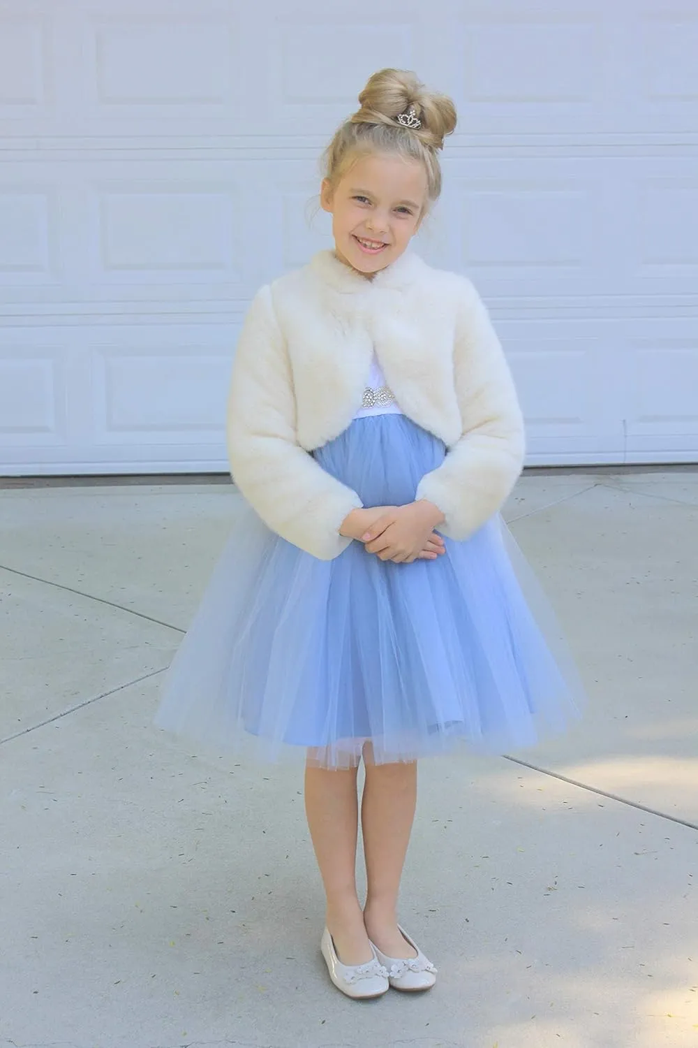 ekidsbridal Flower Girl Faux Fur Cape Cover-Up Bolero Jacket Shrug Coat