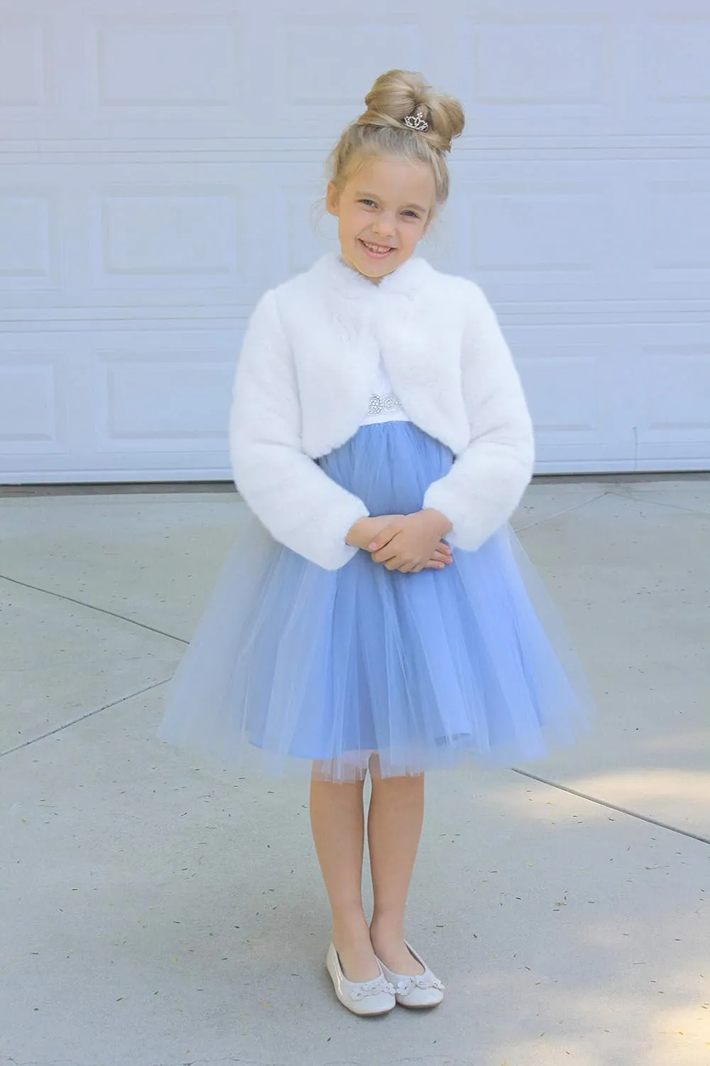 ekidsbridal Flower Girl Faux Fur Cape Cover-Up Bolero Jacket Shrug Coat