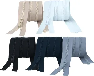 HKK #5 Separating Zipper, 28-inch, 5 Pcs, Plastic Open End Zipper, 5 Colors (Black, White, Beige, Navy Blue, Grey), Zipper Replacement for Coats, Jackets, Bags, Backpacks, Luggage, DIY Projects