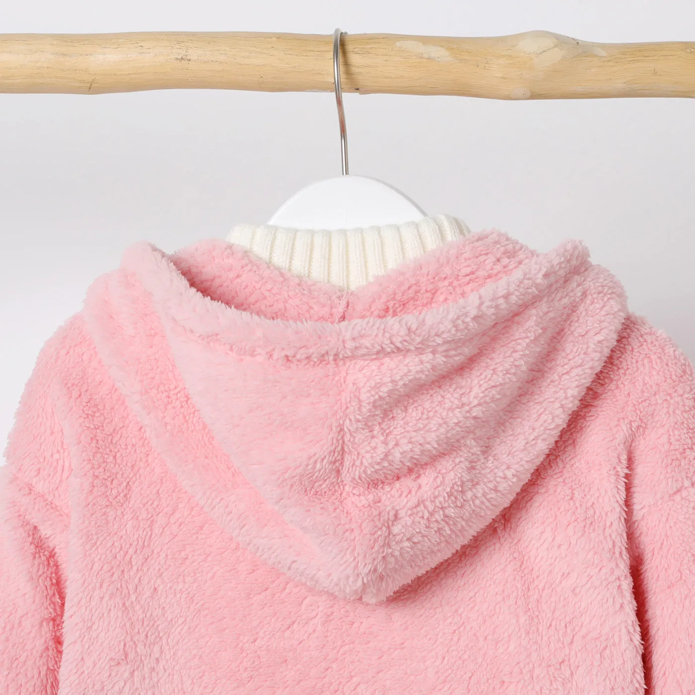Kid Boy/Kid Girl Solid Color Hooded Fuzzy Coat Jacket