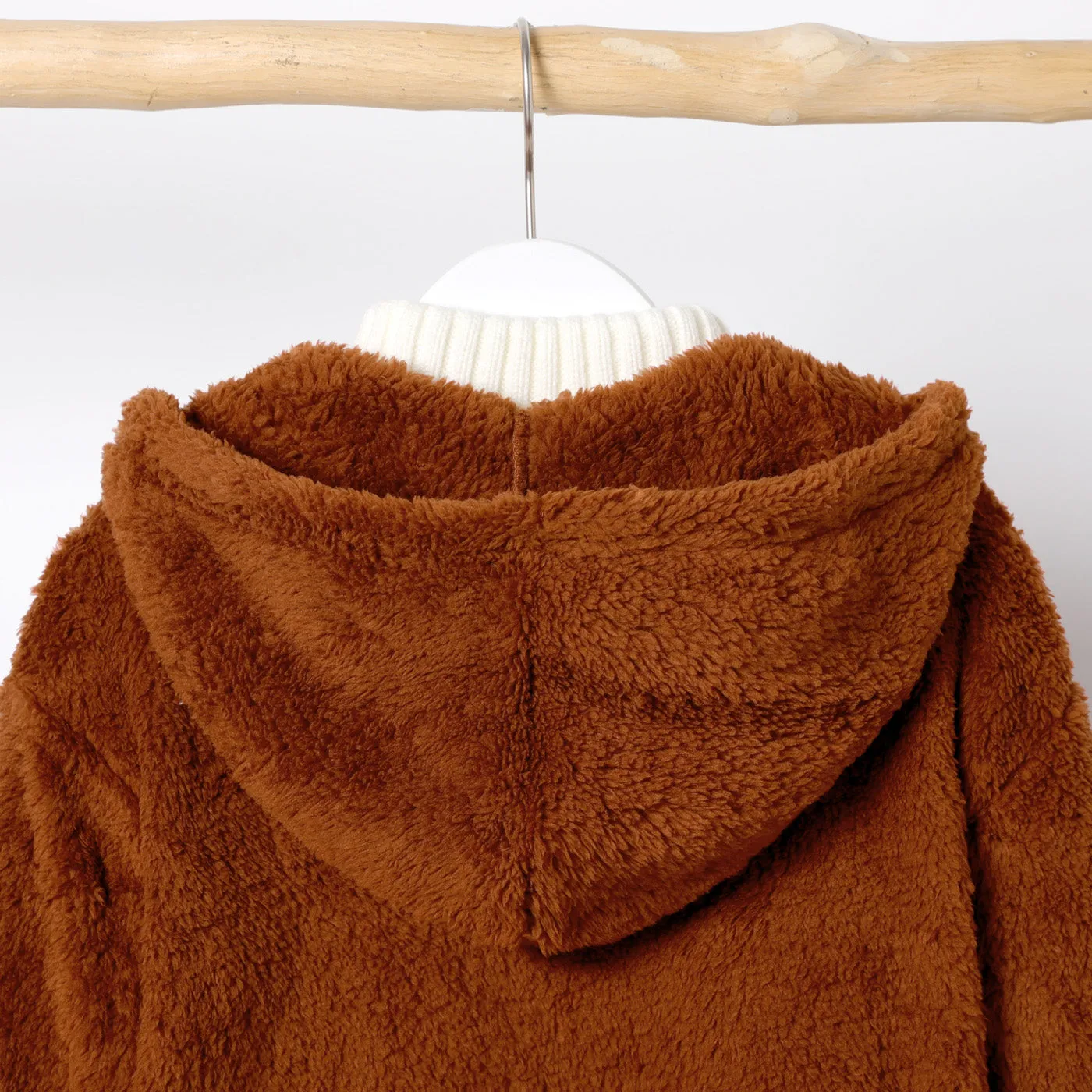 Kid Boy/Kid Girl Solid Color Hooded Fuzzy Coat Jacket