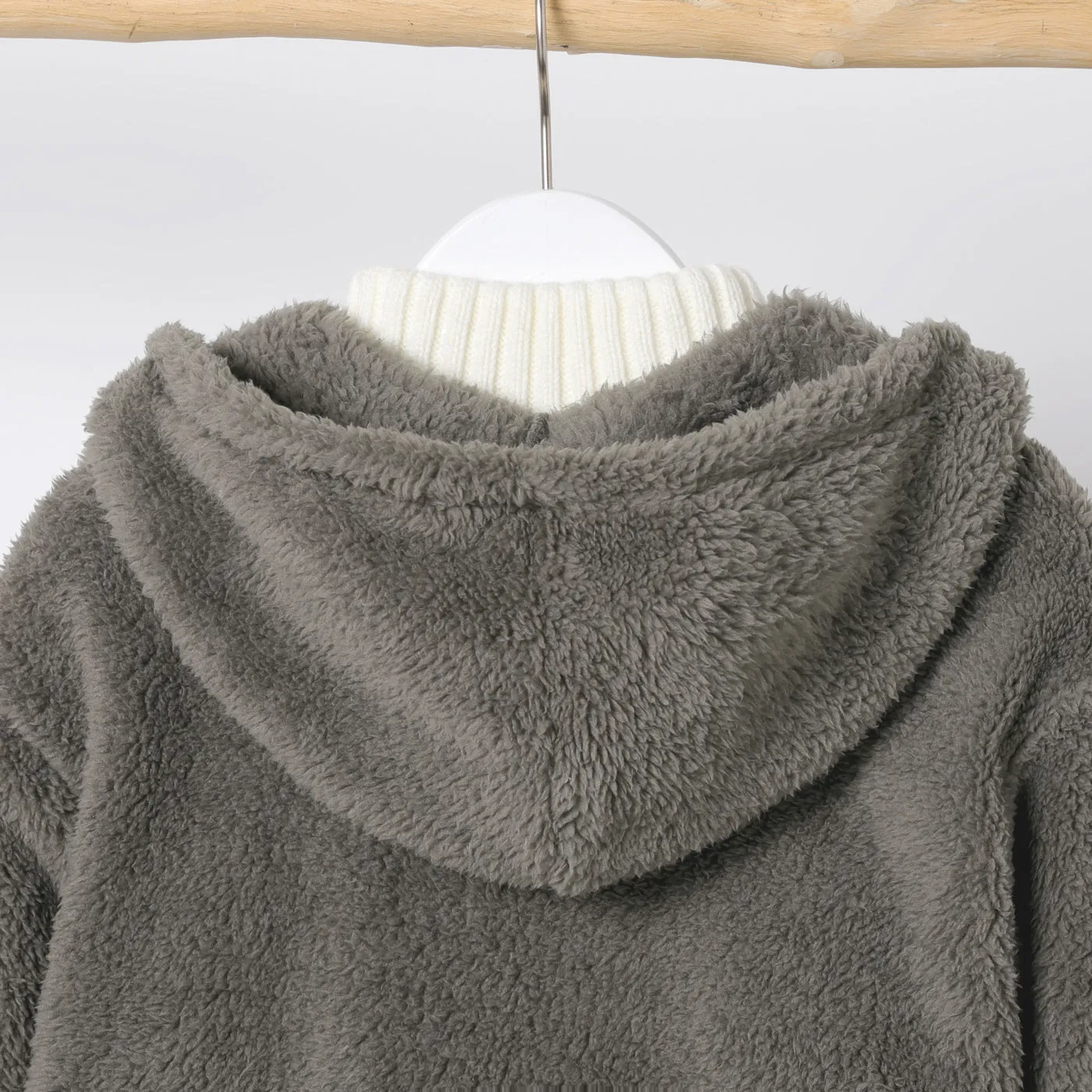 Kid Boy/Kid Girl Solid Color Hooded Fuzzy Coat Jacket