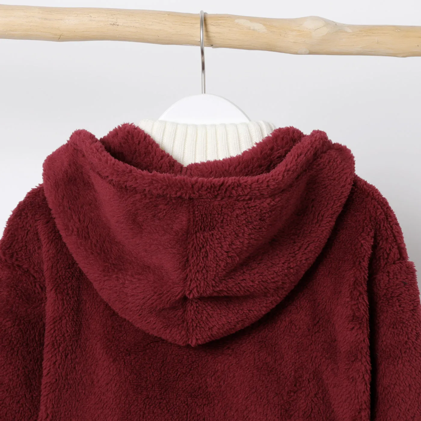 Kid Boy/Kid Girl Solid Color Hooded Fuzzy Coat Jacket