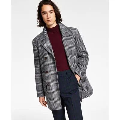 Lauren Ralph Lauren Mens Luke Double Breasted Peacoat Coat 36 S White Plaid