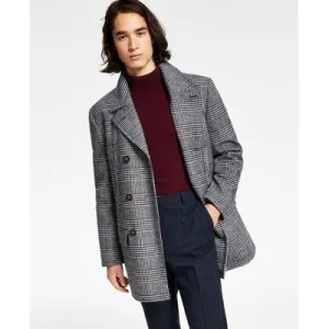 Lauren Ralph Lauren Mens Luke Double Breasted Peacoat Coat 36 S White Plaid