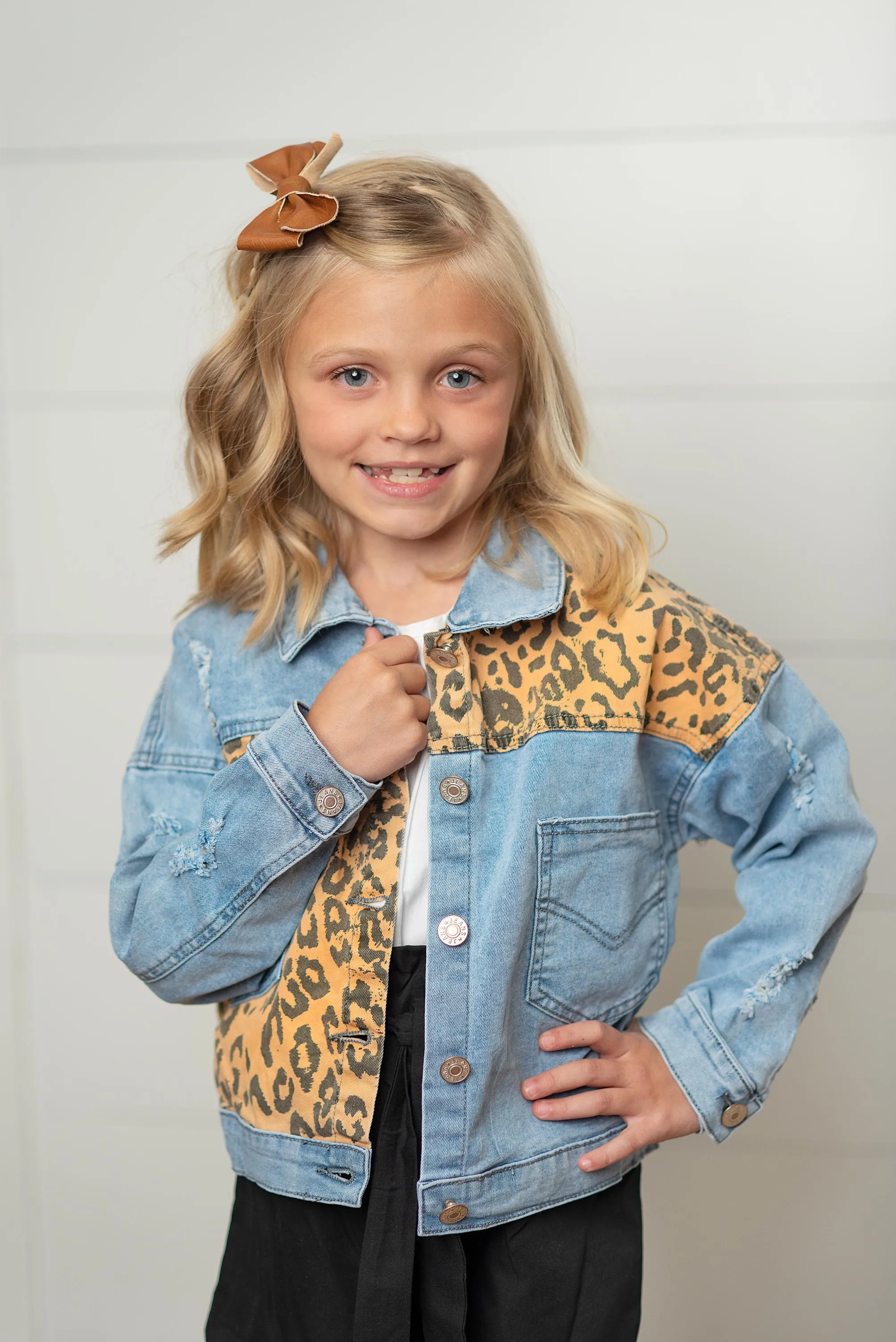LEOPARD PATCH DENIM JACKET