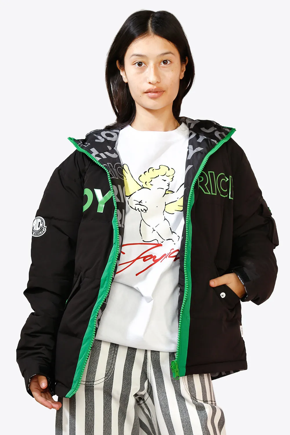 Logo Reversible Nylon Jacket /Black x Green