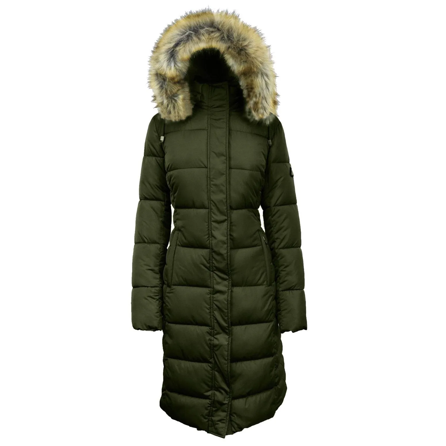 Long Heavyweight Parka Jacket with Faux-Fur Hood