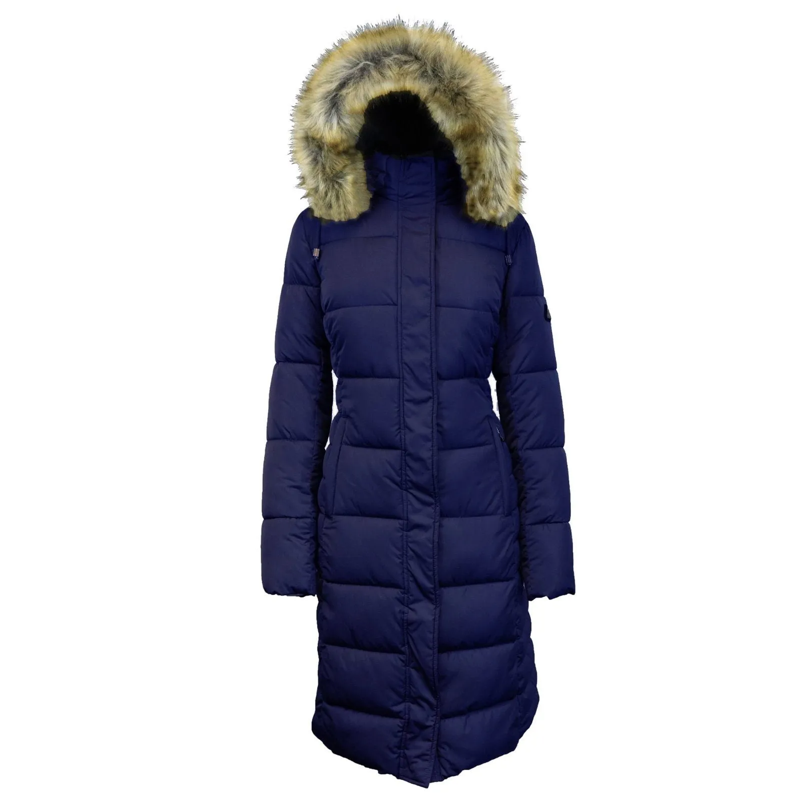 Long Heavyweight Parka Jacket with Faux-Fur Hood