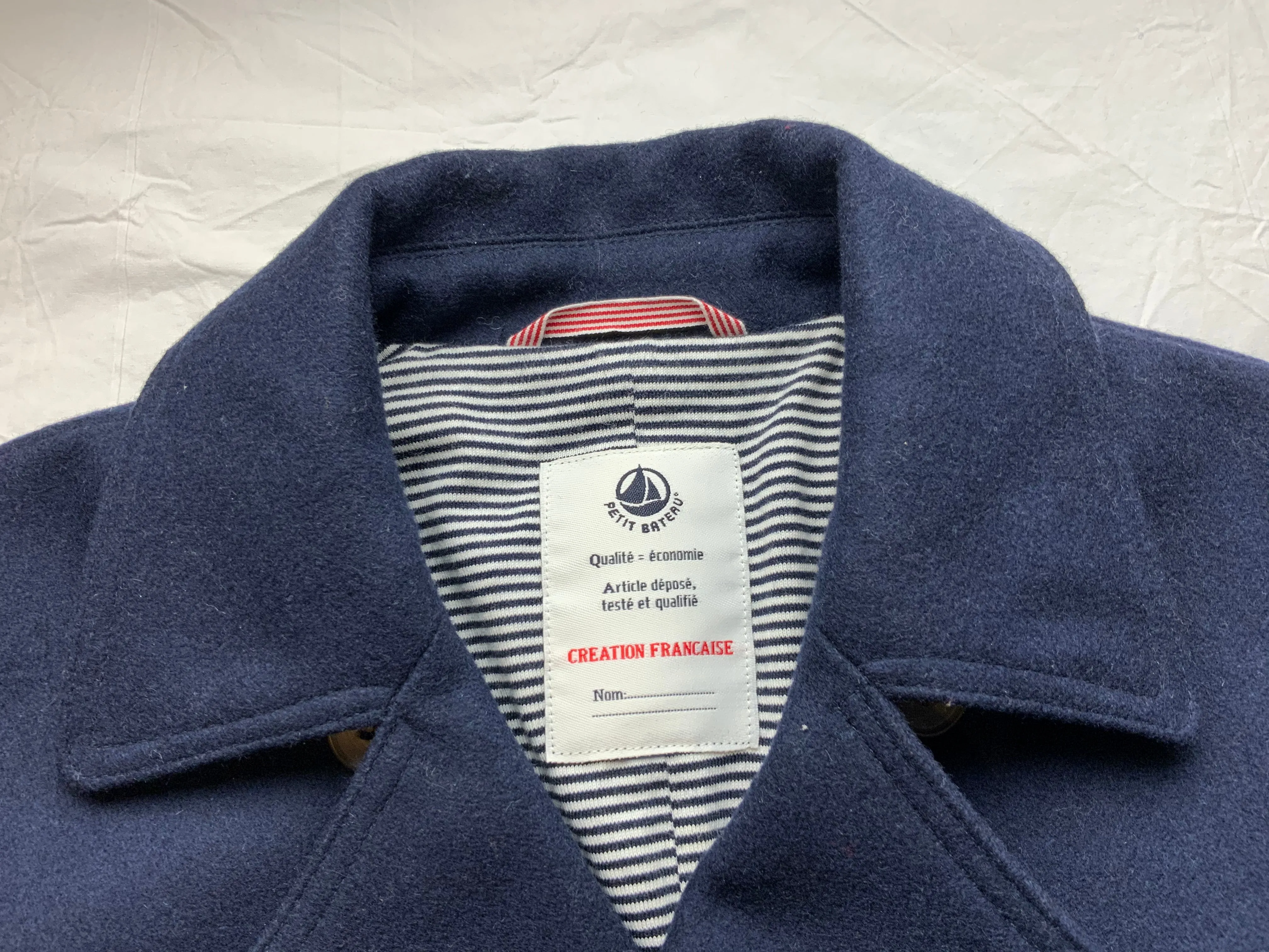 PETIT BATEAU Boys' Navy Blue Wool Double Breasted Peacoat Coat Size 8 years children