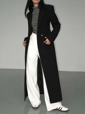 Rhea | Women's Long Black Trench Coat - Elegant Overcoat for Fall & Winter Fashion
