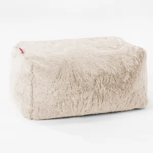 Small Footstool - Fluffy Faux Fur Rabbit White