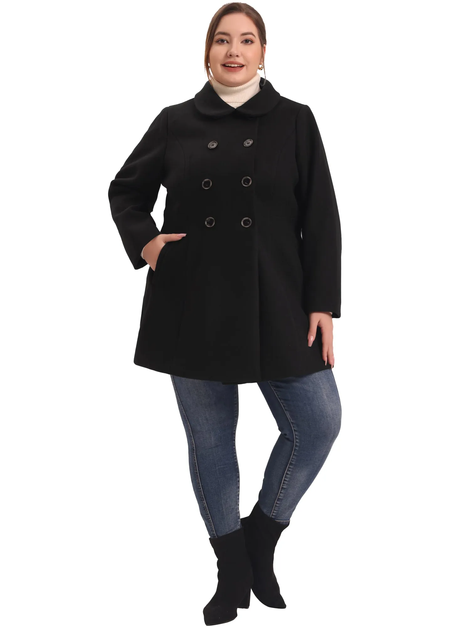 Warm Relax Fit Doll Collar Double Breasted Coat