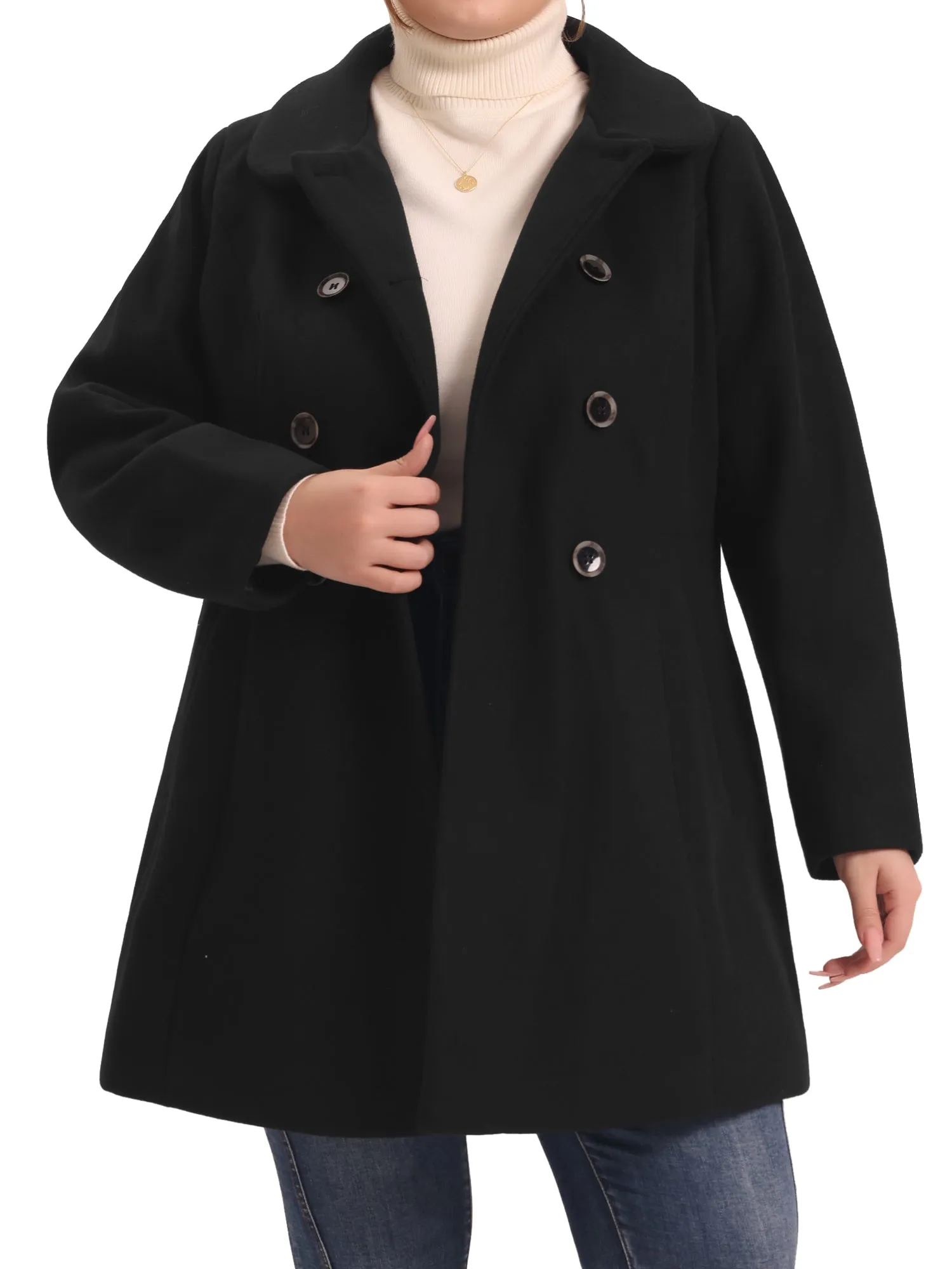 Warm Relax Fit Doll Collar Double Breasted Coat
