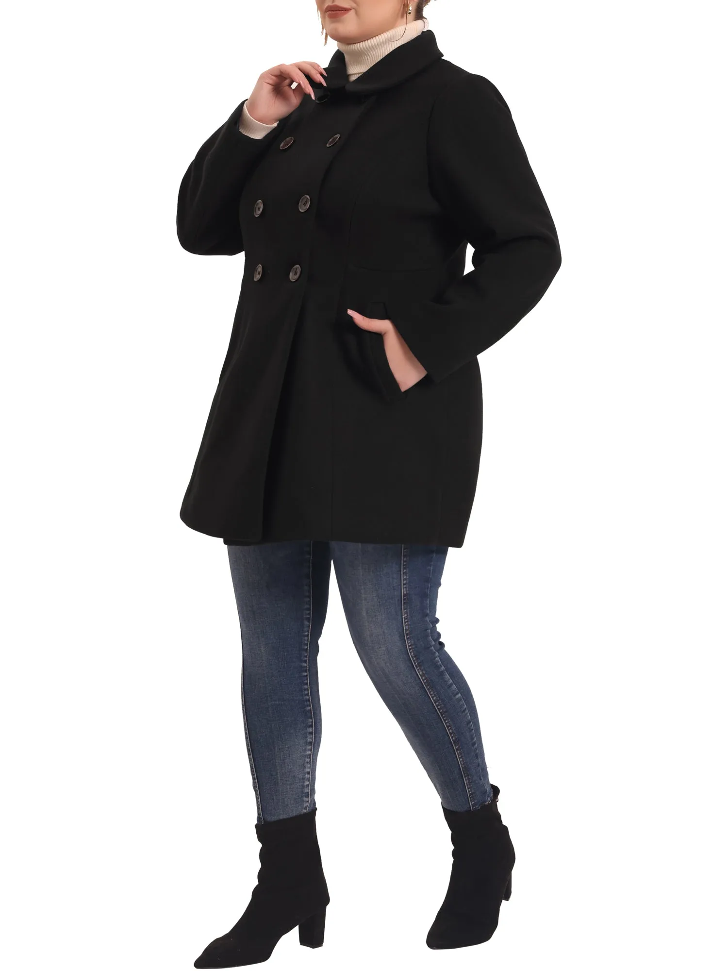 Warm Relax Fit Doll Collar Double Breasted Coat
