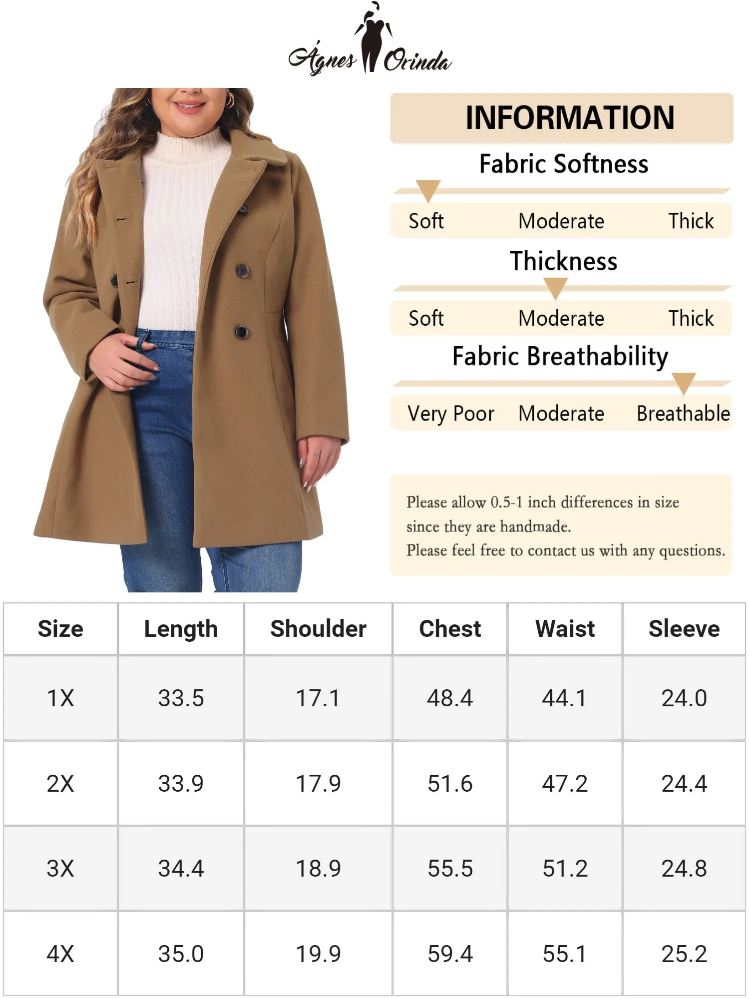 Warm Relax Fit Doll Collar Double Breasted Coat