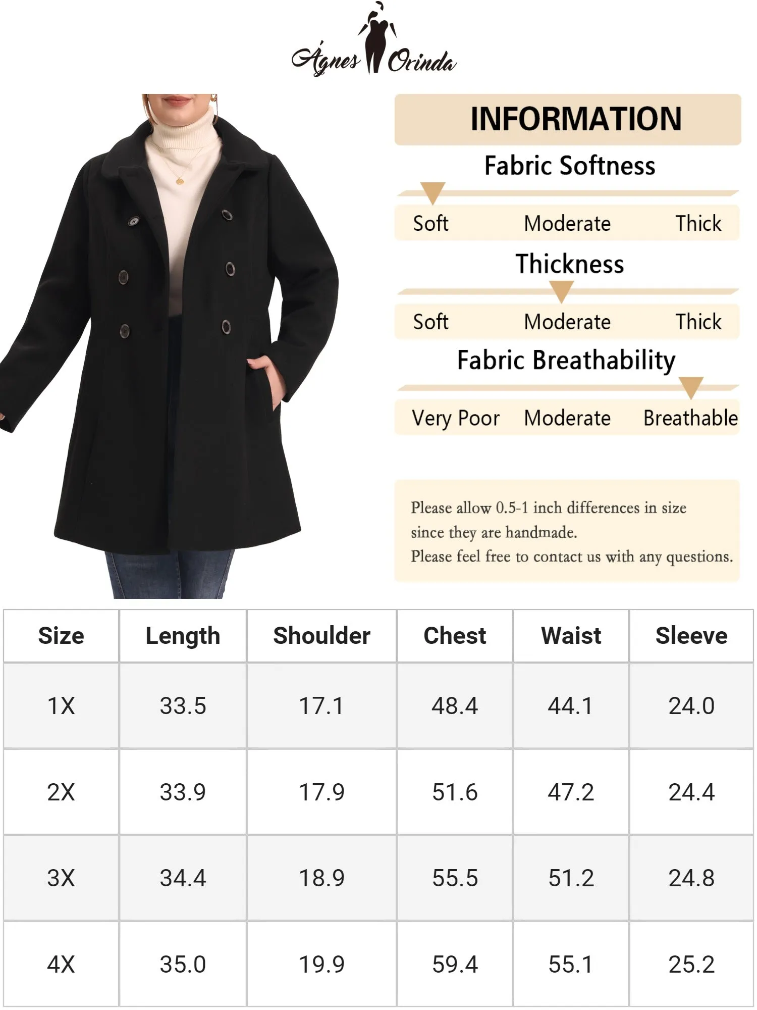 Warm Relax Fit Doll Collar Double Breasted Coat