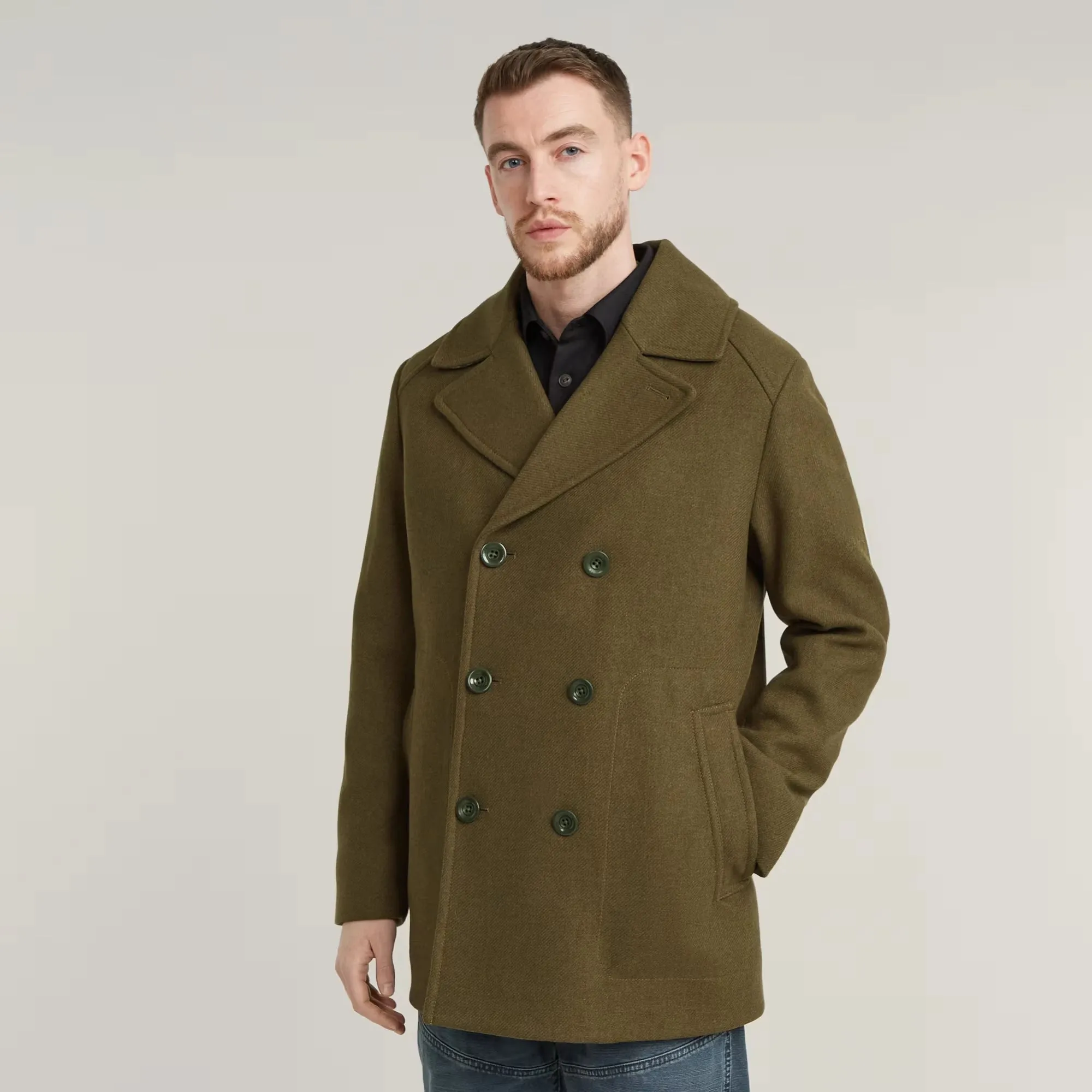 Wool Peacoat (Olive) - D25402-D445-C744